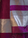 Banarasee Cotton Silk Stripe Pattern Salwar Kameez Fabric With Dupatta Set-Deep Magenta