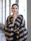 Banarasee Cotton Silk Stripe Pattern Salwar Kameez Fabric With Dupatta Set-Black