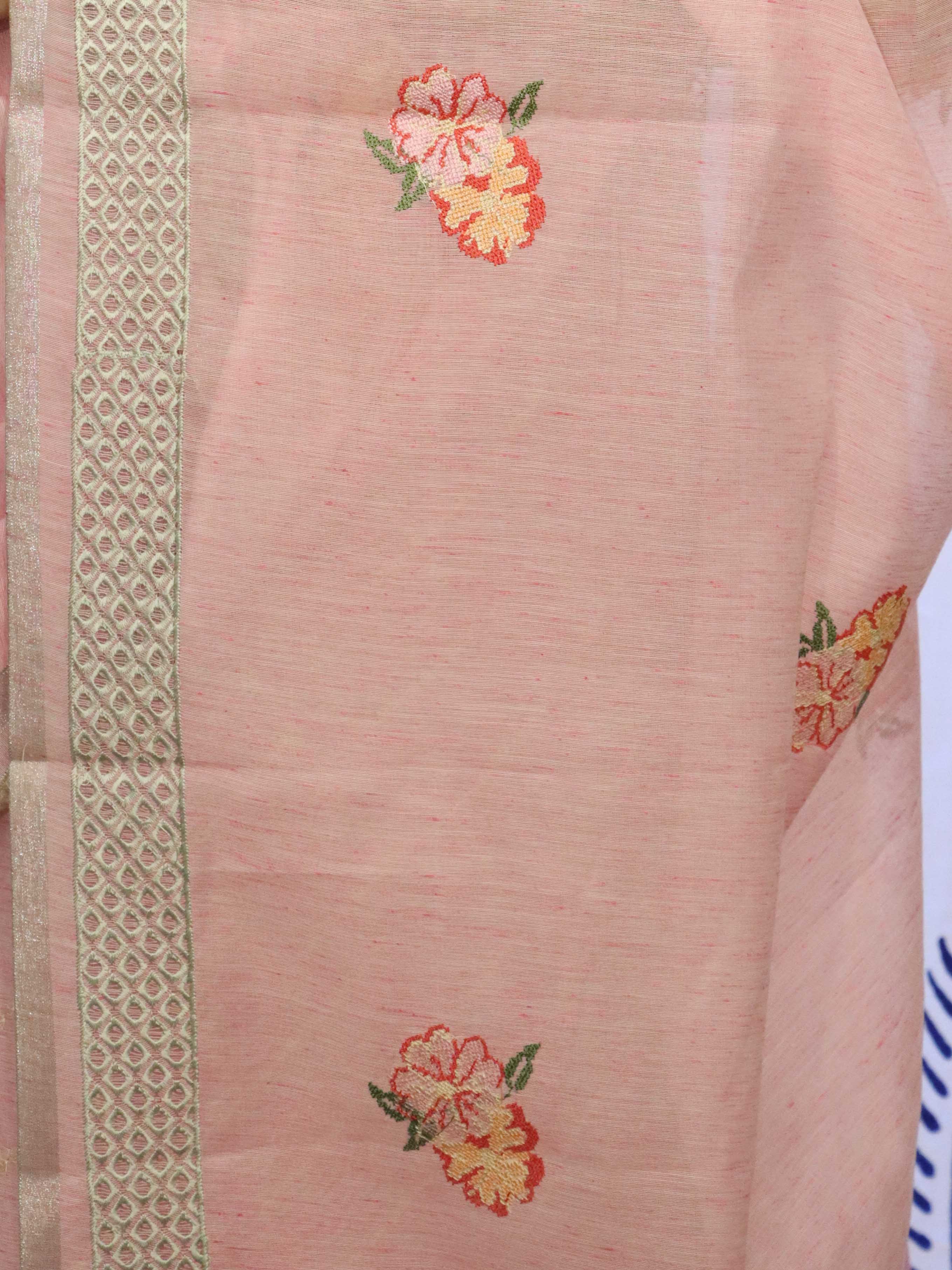 Banarasee Embroidered Chanderi Salwar Kameez With Dupatta Set-Pink