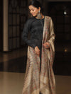 Banarasee Pure Desi Tussar Silk Block Print Dupatta-Beige