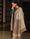 Banarasee Pure Desi Tussar Silk Block Print Dupatta-Beige