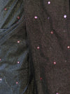 Banarasee Handwoven Semi Silk Shine Saree With Mirror Work-Black (Gold Tone)