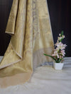 Banarasee Cotton Silk Dupatta With Zari Woven Jaal Design-Gold