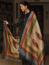 Banarasee Pure Desi Tussar Silk Block Print Dupatta-Beige