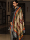Banarasee Pure Desi Tussar Silk Block Print Dupatta-Beige