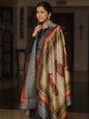 Banarasee Pure Desi Tussar Silk Block Print Dupatta-Beige