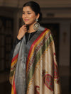 Banarasee Pure Desi Tussar Silk Block Print Dupatta-Beige