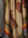 Banarasee Pure Desi Tussar Silk Block Print Dupatta-Beige