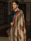 Banarasee Pure Desi Tussar Silk Block Print Dupatta-Beige