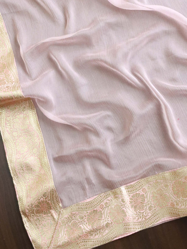 Banarasee Salwar Kameez Satin Brocade Zari Woven Fabric-Pink
