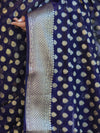 Banarasee Handwoven Georgette Saree With Zari Buta Design & Border-Deep Blue