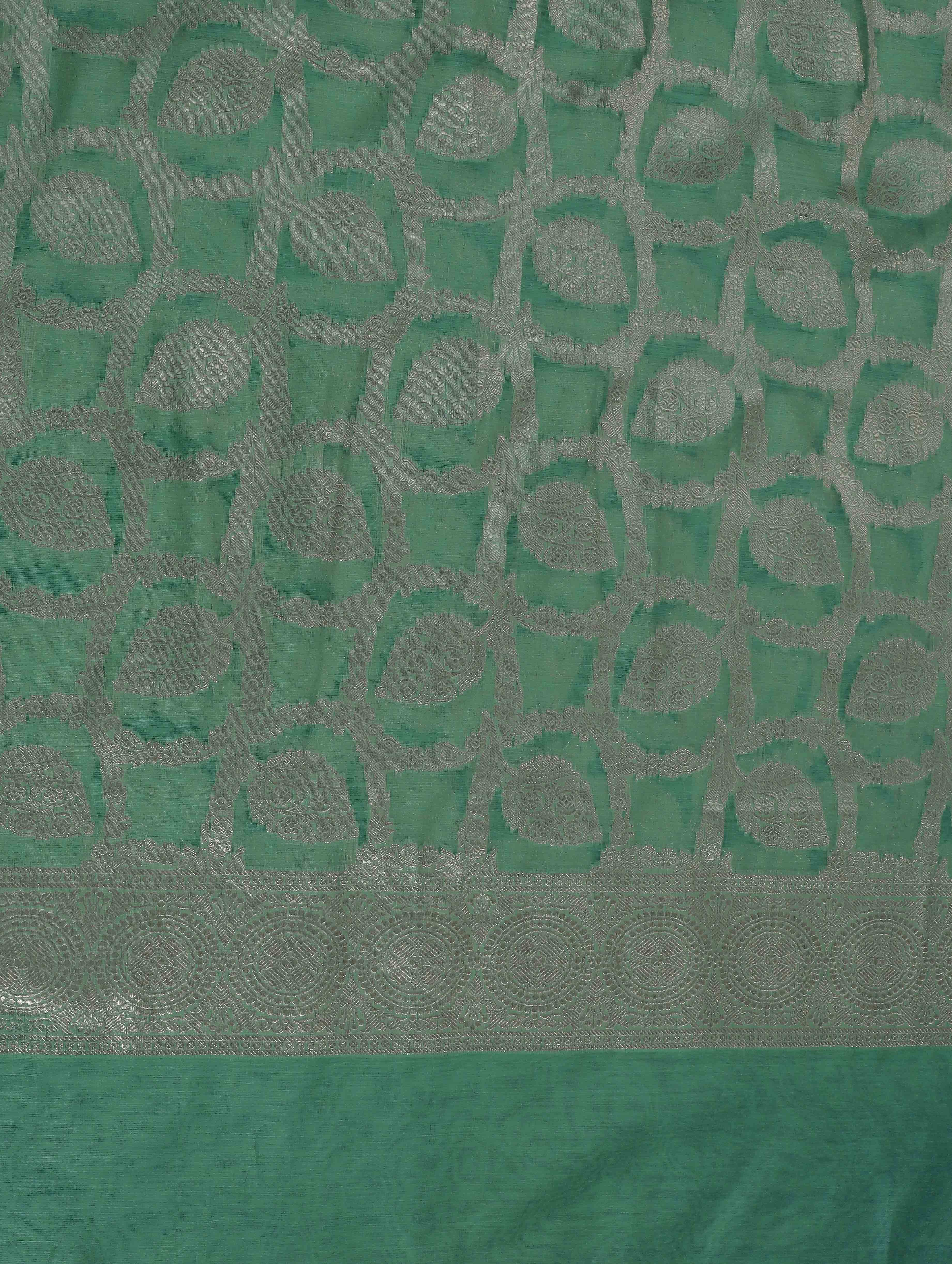 Banarasee Cotton Silk Dupatta With Zari Woven Jaal Design-Light Green