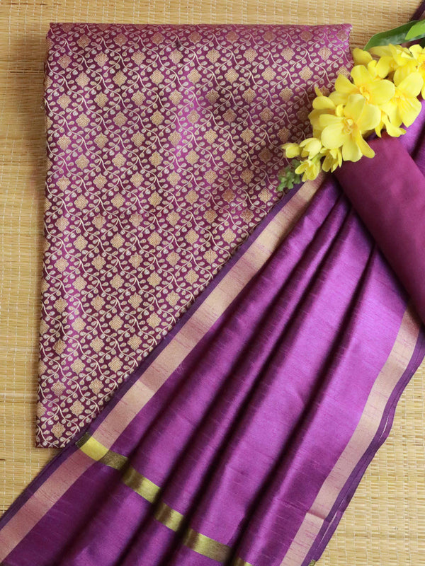 Banarasee Brocade Salwar Kameez Fabric With Art Silk Dupatta-Violet