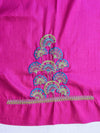 Banarasee Brasso Silk Patola Saree With Contrast Border & Embroidered Blouse-Lime Green & Pink