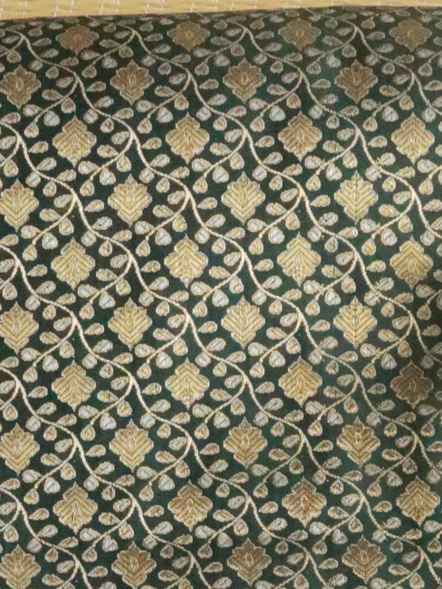 Banarasee Brocade Salwar Kameez Fabric With Art Silk Dupatta-Deep Green