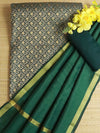 Banarasee Brocade Salwar Kameez Fabric With Art Silk Dupatta-Deep Green