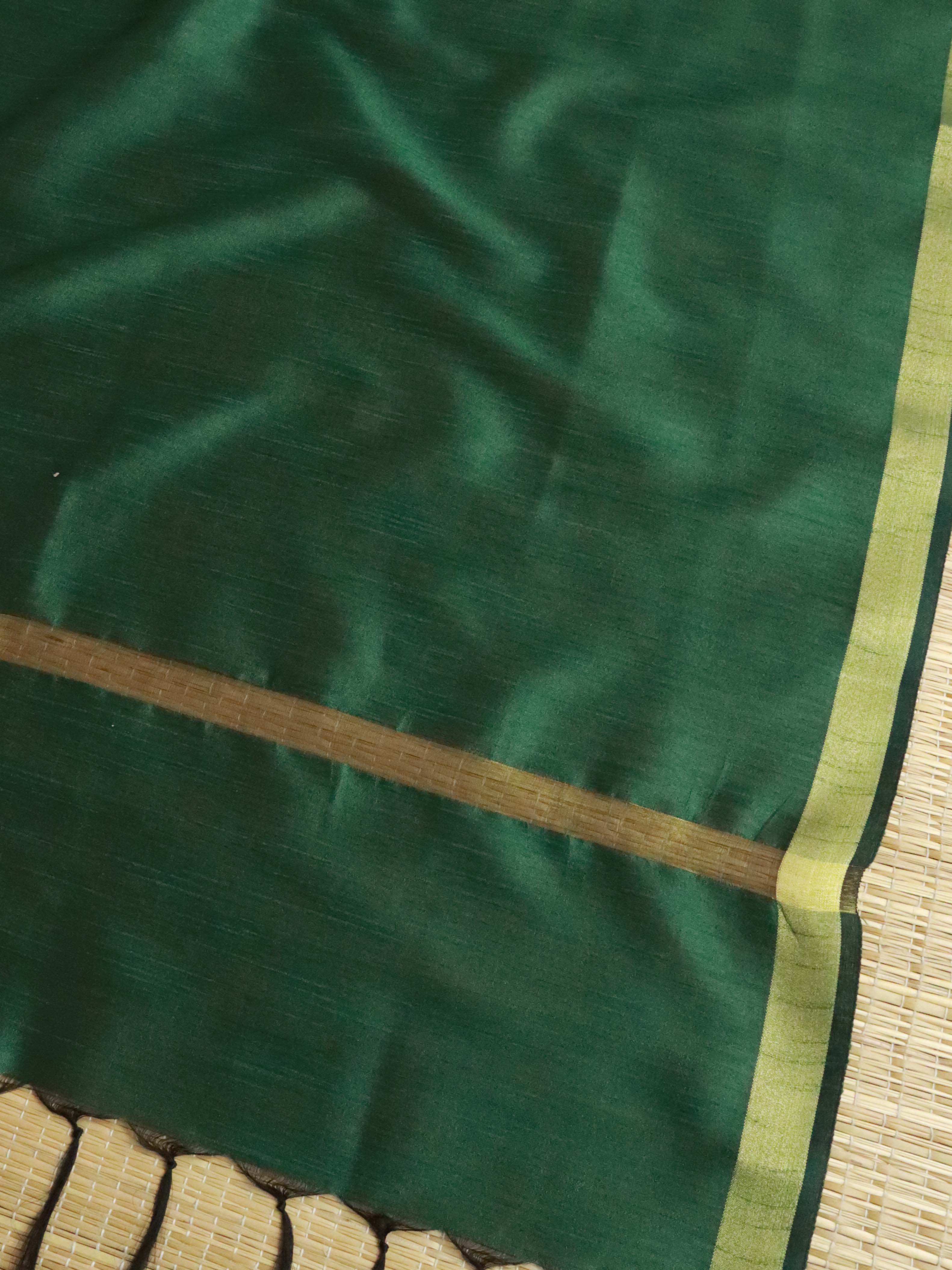 Banarasee Brocade Salwar Kameez Fabric With Art Silk Dupatta-Deep Green