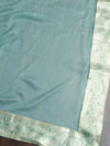 Banarasee Salwar Kameez Satin Brocade Zari Woven Fabric-Blue