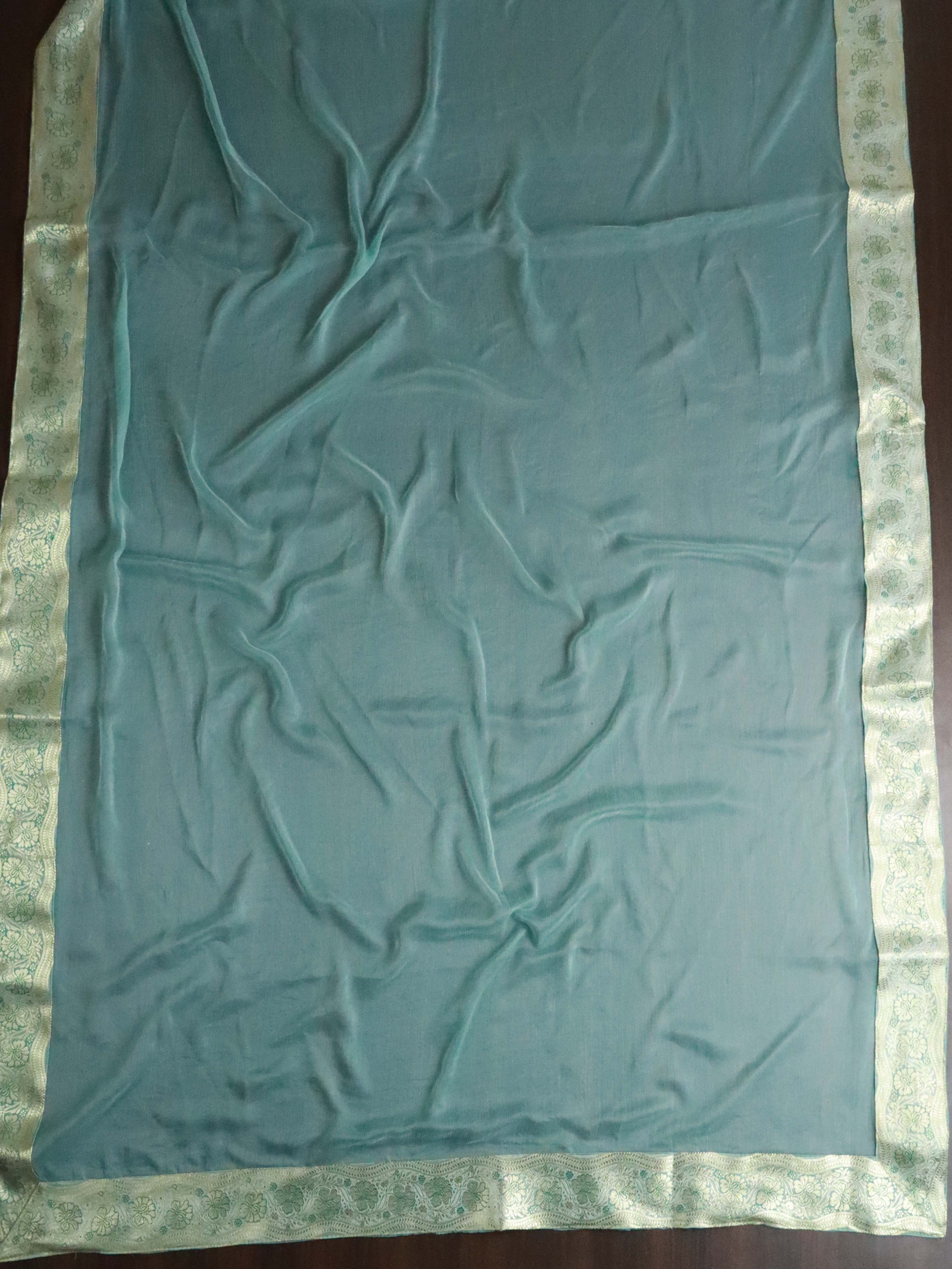 Banarasee Salwar Kameez Satin Brocade Zari Woven Fabric-Blue
