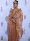 Banarasee Tissue Embroidered Salwar Kameez Fabric With Dupatta Set-Peach