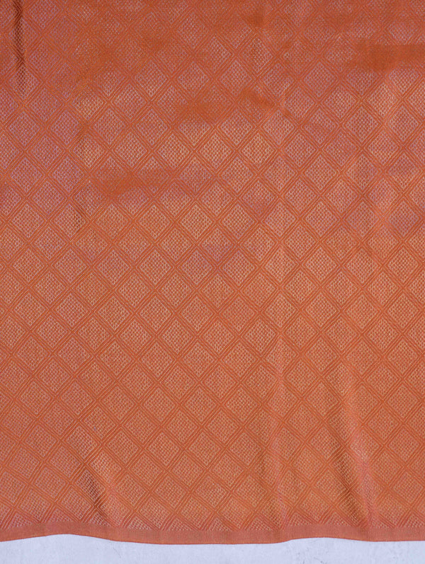 Banarasee Semi Chiffon Saree With Contrast Border & Brocade Blouse-Magenta & Orange