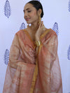 Banarasee Tissue Embroidered Salwar Kameez Fabric With Dupatta Set-Peach