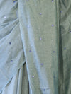 Banarasee Handwoven Semi Silk Shine Saree With Mirror Work-Light Green