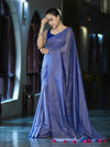 Banarasee Handwoven Semi Silk Shine Saree With Mirror Work-Blue