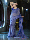 Banarasee Handwoven Semi Silk Shine Saree With Mirror Work-Blue