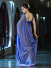 Banarasee Handwoven Semi Silk Shine Saree With Mirror Work-Blue