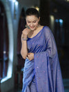 Banarasee Handwoven Semi Silk Shine Saree With Mirror Work-Blue