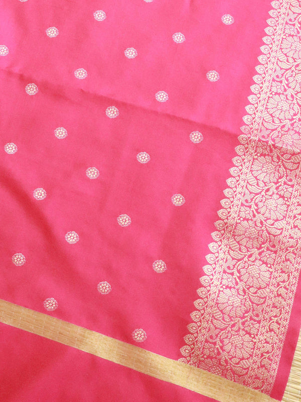 Banarasee Semi-Silk Salwar Kameez With Yoke & Dupatta-Pink