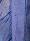 Banarasee Handwoven Semi Silk Shine Saree With Mirror Work-Blue