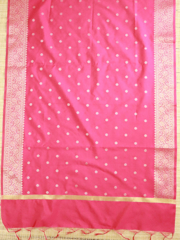 Banarasee Semi-Silk Salwar Kameez With Yoke & Dupatta-Pink