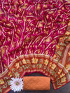 Banarasee Semi Chiffon Saree With Contrast Border & Brocade Blouse-Magenta & Orange