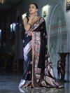Banarasee Handloom Mashru Silk Saree With Resham & Zari Embroidery-Black