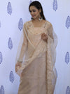 Banarasee Embroidered Chanderi Salwar Kameez With Organza Dupatta Set-Peach