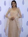 Banarasee Embroidered Chanderi Salwar Kameez With Organza Dupatta Set-Peach