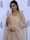 Banarasee Embroidered Chanderi Salwar Kameez With Organza Dupatta Set-Peach