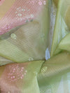 Banarasee Tissue Embroidered Salwar Kameez Fabric With Dupatta Set-Pink & Green