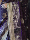Banarasee Soft Silk Saree With Hand Embroidered Mirror Work Pearl Motifs & Zari Woven Design-Purple