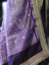 Banarasee Soft Silk Saree With Hand Embroidered Mirror Work Pearl Motifs & Zari Woven Design-Purple