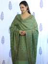 Banarasee Cotton Silk Salwar Kameez Fabric With Dupatta Set & Resham Work-Green