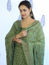Banarasee Cotton Silk Salwar Kameez Fabric With Dupatta Set & Resham Work-Green