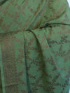 Banarasee Cotton Silk Salwar Kameez Fabric With Dupatta Set & Resham Work-Green