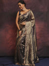 Banarasee Handwoven Tissue Saree Zari Buti With Lace-Blue