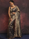 Banarasee Handwoven Tissue Saree Zari Buti With Lace-Blue
