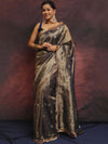 Banarasee Handwoven Tissue Saree Zari Buti With Lace-Blue