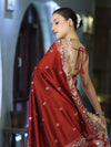 Banarasee Soft Silk Saree With Handwork Pearl Motifs & Mirror Work-Maroon