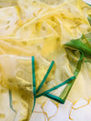 Banarasee Handloom Organza Mix Saree With Zari Buta Design & Contrast Border-Light Yellow